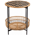 Круглый кофейный стол с плетеной столешницей и полкой Norberta Wicker Coffee Table варинант исполнения - 1 | Loft Concept в Москве