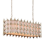 Люстра овальной формы с фактурным серебряным каркасом и тканевым абажуром Silver Honeycomb варинант исполнения - 1 | Loft Concept в Москве