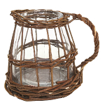 Кашпо стеклянное в плетёной корзине Mistress варинант исполнения - 1 | Loft Concept в Москве