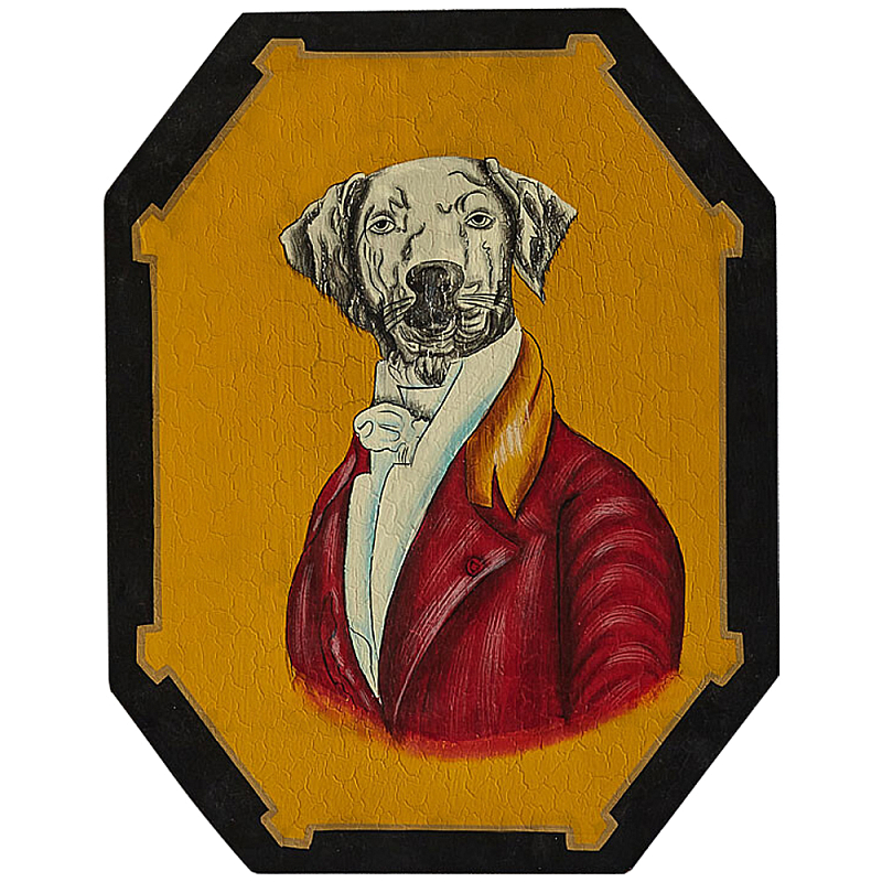    Chinoiserie Grey Dog Yellow Portrait        | Loft Concept 