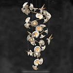 Люстра каскадная из белых цветов каллы и птичек Refined Taste of Light варинант исполнения - 1 | Loft Concept в Москве
