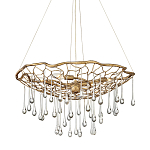Люстра подвесная золотого цвета с металлическим сетчатым основанием и стеклянными каплевидными подвесками Hinkley варинант исполнения - 1 | Loft Concept в Москве