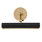 Светильник для картин цвет винтажная латунь с прямоугольным плафоном из кожи черного цвета Alora варинант исполнения - 3 | Loft Concept в Москве