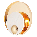 Бра с круглым плафоном из белого мрамора и золотистым металлическим обрамлением  Ginger & Jagger варинант исполнения - 1 | Loft Concept в Москве