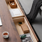 Кофейный стол из массива дерева с выдвижными ящиками Coffee Walnut Table варинант исполнения - 7 | Loft Concept в Москве