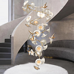 Люстра каскадная из белых цветов каллы и птичек Refined Taste of Light варинант исполнения - 4 | Loft Concept в Москве