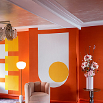 Обои ручная роспись Chez Nina by India Mahdavi Lantana colourway on Arancio dyed silk варинант исполнения - 5 | Loft Concept в Москве