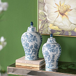 Ваза с крышкой и голубым цветочным рисунком на белом фоне Blue & White Ornament варинант исполнения - 6 | Loft Concept в Москве