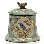 Шкатулка голубого цвета с рисунком и состаренным эффектом Eden Garden варинант исполнения - 1 | Loft Concept в Москве