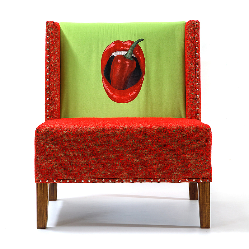 FUN Armchair "Chili Pepper" Red Дизайнерское кресло с цветным принтом Красный Зеленый в Москве | Loft Concept 