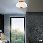 Подвесной светильник золотого цвета с полусферическим опаловым плафоном и декоративным элементом Elstead Lighting варинант исполнения - 9 | Loft Concept в Москве