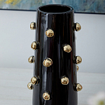 Ваза черная цилиндрическая с глянцевым покрытием и золотыми декоративными элементами Molecule Collection варинант исполнения - 2 | Loft Concept в Москве