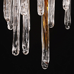 Люстра линейная золотого цвета с декоративными ветвями и длинными стеклянными подвесками в форме сосулек Droplet Chandelier варинант исполнения - 9 | Loft Concept в Москве