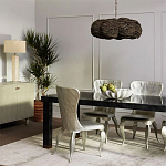 Круглая люстра волнистой формы с декором из круглых деревянных бусин коричневая Brown Wooden Beads Chandelier варинант исполнения - 4 | Loft Concept в Москве