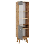 Шкаф-витрина с фасадом цвета серый бетон и стеклянной дверкой Grace of Furniture варинант исполнения - 2 | Loft Concept в Москве