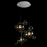 Люстра подвесная с прозрачными бирюзовыми стеклянными шарами и круглым основанием 3 лампы Giopato & Coombes варинант исполнения - 4 | Loft Concept в Москве
