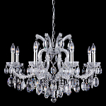 Люстра подвесная с 8-ю лампочками и прозрачными хрустальными подвесками на хромированном основании Crystal lamps варинант исполнения - 1 | Loft Concept в Москве