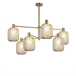 Люстра потолочная с абажурами из металлической сетки Loft Grid Pendant Gold варинант исполнения - 1 | Loft Concept в Москве
