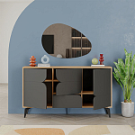 Комод цвета древесины с 3-мя дверцами и выдвижным ящиком темно-серого цвета SPARK CONSOLE OAK ANTHRACITE варинант исполнения - 2 | Loft Concept в Москве