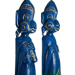 Комплект из 2-х деревянных статуэток Asmat Statuettes Blue Green варинант исполнения - 6 | Loft Concept в Москве