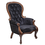 Кресло с мягкой обивкой из черного велюра на 4-х деревянных ножках Evelyn Classical Armchair варинант исполнения - 1 | Loft Concept в Москве