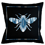 Подушка декоративная пчела с синим орнаментом Ikat Pattern варинант исполнения - 1 | Loft Concept в Москве