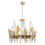 Люстра с вертикальными стеклянными элементами и металлическим каркасом цвета Латунь Vertical Glass варинант исполнения - 1 | Loft Concept в Москве