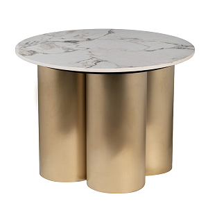 Стол журнальный круглый керамогранит белый Keramos