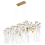 Люстра подвесная прямоугольная с бронзовыми акцентами и прозрачными стеклянными каплями Droplet Chandelier варинант исполнения - 3 | Loft Concept в Москве