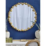 Зеркало круглое в фактурной золотистой раме из металла Mirror Golden Placer варинант исполнения - 3 | Loft Concept в Москве