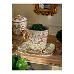 Кашпо с растительным и животным орнаментом на бронзовых ножках Turquoise Blooming Garden варинант исполнения - 6 | Loft Concept в Москве