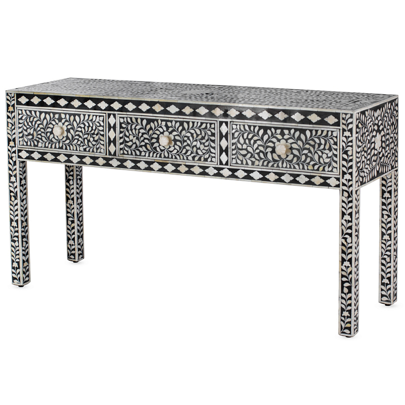      BONE INLAY CONSOL TABLE 3 DRAWER ivory (   )    | Loft Concept 