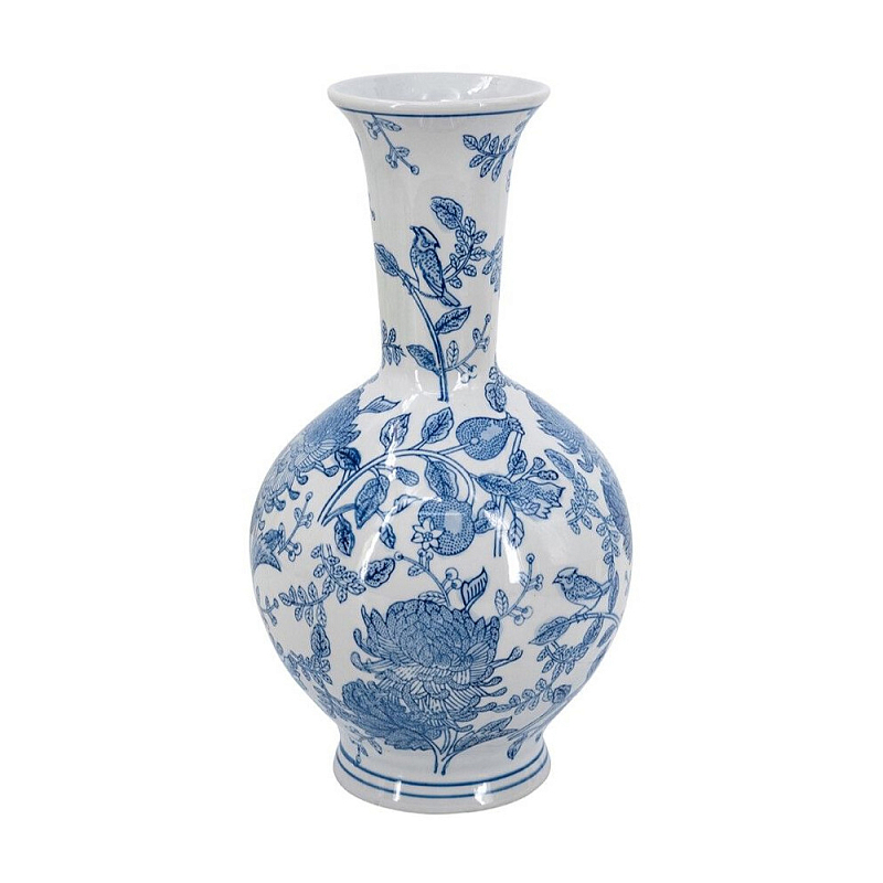 Ваза фарфоровая с синими цветочными мотивами Independence Голубой Белый в Москве | Loft Concept 