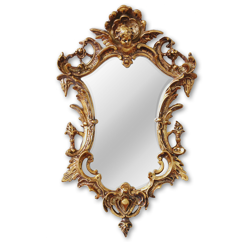 Зеркало настенное в ажурной раме золотого цвета с эффектом старины Classic Ornament Mirror Золотой в Москве | Loft Concept 