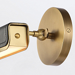 Светильник для картин цвет винтажная латунь с прямоугольным плафоном из кожи черного цвета Alora варинант исполнения - 6 | Loft Concept в Москве