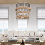 Люстра трехъярусная с декором из круглых деревянных бусин с кисточками Gray Brown Wooden Beads Chandelier варинант исполнения - 5 | Loft Concept в Москве