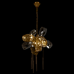 Люстра подвесная со стеклянными плафонами из дымчатого и золотистого с шестью вертикальными подвесками Gilded Mirage  варинант исполнения - 6 | Loft Concept в Москве