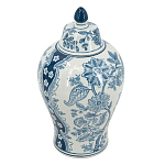Ваза с крышкой и голубым цветочным рисунком на белом фоне Blue & White Ornament варинант исполнения - 1 | Loft Concept в Москве