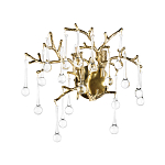 Бра в форме ветвей деревьев золотого цвета с прозрачными подвесками-каплями Droplet Bra варинант исполнения - 3 | Loft Concept в Москве