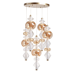 Люстра с плафонами из прозрачного и янтарного стекла в виде шаров и ромбов Gabriel Scott Luna варинант исполнения - 2 | Loft Concept в Москве