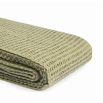 Плед из шерсти зеленого цвета с бахромой Waffle Comfort варинант исполнения - 3 | Loft Concept в Москве