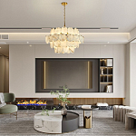 Люстра четырехъярусная с подвесками в форме дисков Cryptocrystalline Stone варинант исполнения - 6 | Loft Concept в Москве