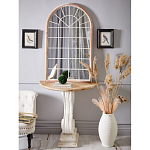 Зеркало-окно настенное в венецианском стиле с деревянной рамой бежевого цвета Venetian Smooth варинант исполнения - 4 | Loft Concept в Москве