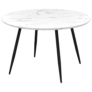 Стол круглый Calvert Table белая столешница с рисунком под мрамор
