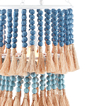 Подвесной светильник двухъярусный с декором из круглых деревянных бусин с кисточками Blue Wooden Beads Chandelier варинант исполнения - 1 | Loft Concept в Москве