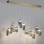 Подвесной светильник линейный с плафонами волнистой формы из фактурного стекла Big Wave варинант исполнения - 4 | Loft Concept в Москве