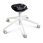 Стул с мягкой синей обивкой из велюра и подъемно-поворотным механизмом на белых колесиках Harper Blue and White варинант исполнения - 5 | Loft Concept в Москве