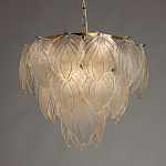 Люстра на цепи с прозрачными стеклянными подвесками в виде листьев Textured Glass Chandelier варинант исполнения - 3 | Loft Concept в Москве