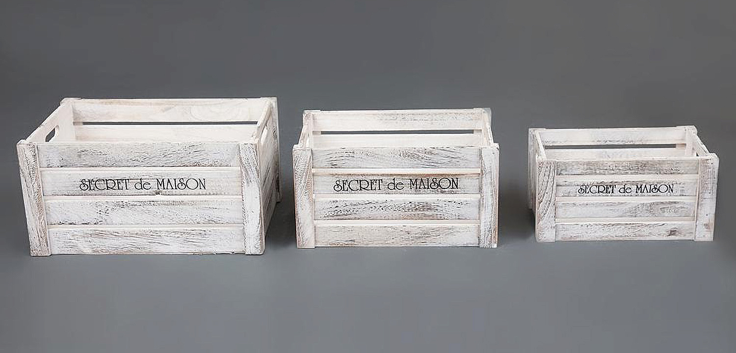 Набор из трёх ящиков Set of three antique white boxes  - Loft-Concept в Москве