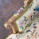 Кресло из натурального бука бежевое с изображением птиц и цветов Beige Green Chinoiserie Garden Armchair варинант исполнения - 5 | Loft Concept в Москве
